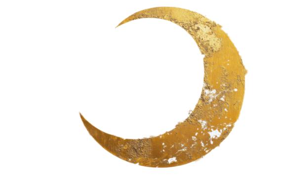 A crescent moon nature gold on white background,png