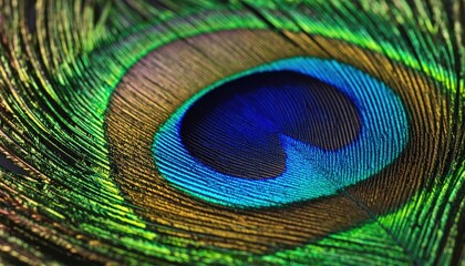 Naklejka premium Peacock Feather Macro: Jewel-toned Greens, Blues, and Golds in Exquisite Detail
