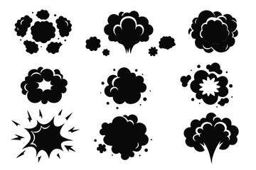 Black smoke explosion effect vector illustration