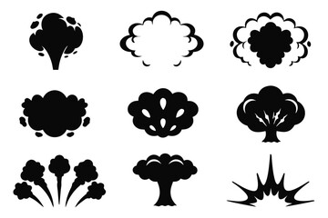 Cartoon explosion effects vector graphic element set