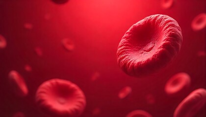 Vibrant red blood cells flowing through a microscopic view, essential for life and health