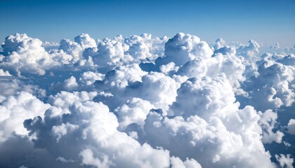 High-altitude view of fluffy cumulus clouds