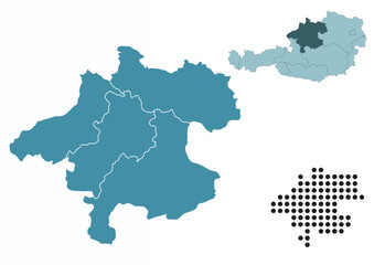 Obraz premium Set maps of Upper Austria state