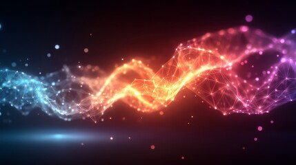 Colorful wave of light with a lot of dots. The dots are in different colors and sizes