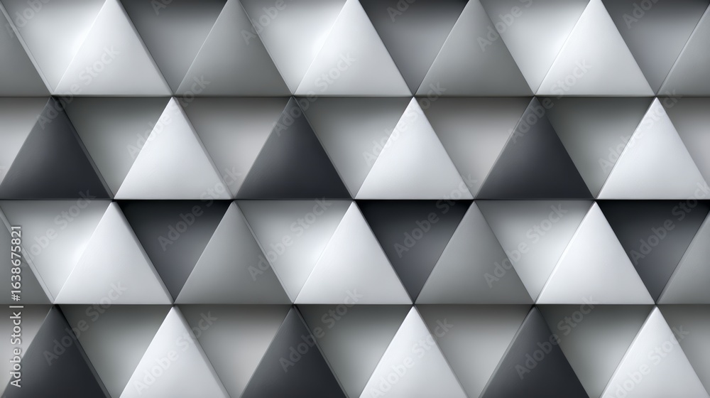 Poster pattern of triangles in black and white. the triangles are all different sizes and angles