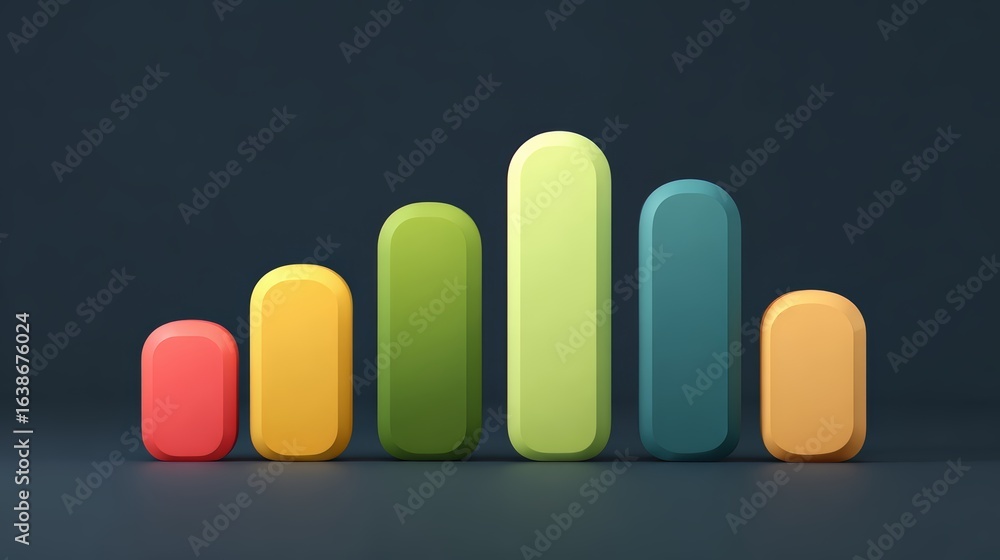 Poster Row of colorful cubes arranged in a line. The cubes are of different colors and sizes. Concept of order and structure