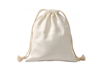 Cotton canvas drawstring bag, isolated on a white background, png, transparent