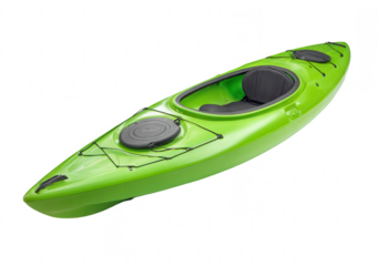 Green kayak isolated on a white background, png, transparent