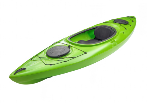 Green kayak isolated on a white background, png, transparent