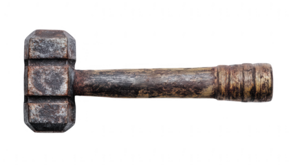 an old hammer isolated on a white background, png, transparent