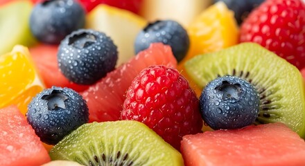Close-up of Fruit Salad Mix in Extreme Macro Detail