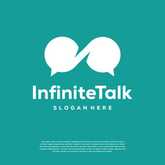 Infinity Talk Discuss logo designs concept vector, Forum and Loop Symbol icon template