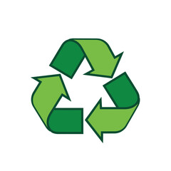 Fototapeta premium A vibrant green recycling symbol with three arrows forming a continuous loop, representing environmental preservation and sustainable practices.