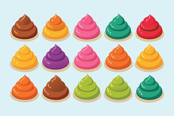 Playful colorful frosting swirls offer a sweet treat for summer designs, perfect for birthday parties, bakeries, and whimsical food projects, adding a delightful touch to any creative endeavor