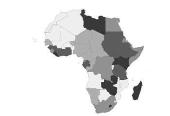 Blank Grayscale Map of Africa with Country Borders | Minimalist Unlabeled Vector Template for Design
