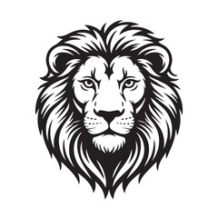 lion face logo vector black and white line arts intricate mane bold minimal emblem powerful bigcat wildlife illustration