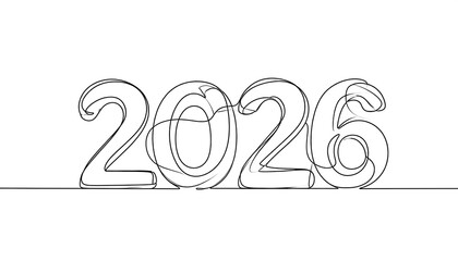 Continuous line drawing of 2026