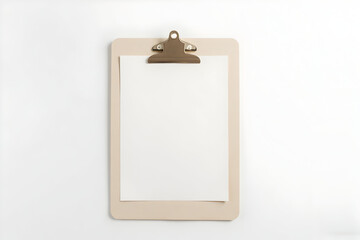 Clipboard with Blank Paper Mockup on White Background for Presentation