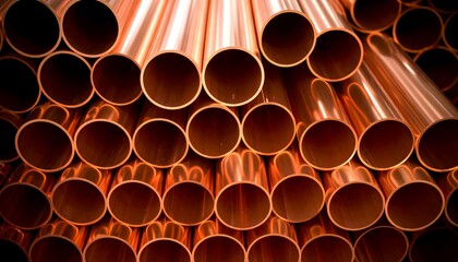 Copper pipes stacked tightly