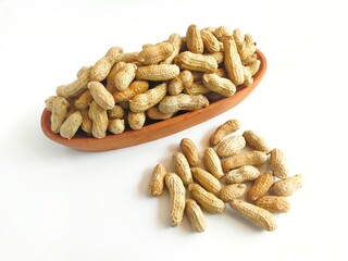 steamed peanuts on white background