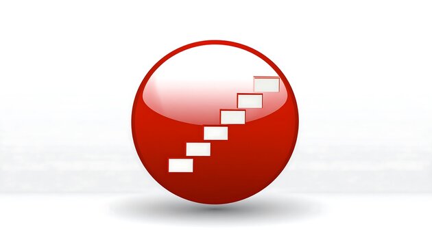 Red round button with white steps