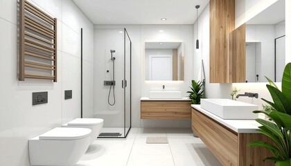 Modern minimalist bathroom interior.