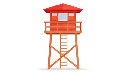 Red wooden lookout tower