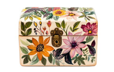 A hand painted wooden keepsake on white background,png