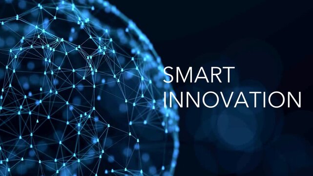 Smart Innovation text on abstract global network, digital technology, and futuristic connectivity concept background