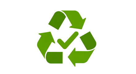 Obraz premium Recycling Symbol with Check Mark for Eco-Friendly Initiatives and Sustainability