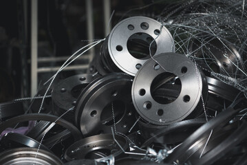 Checking car brake system for repair at car garage