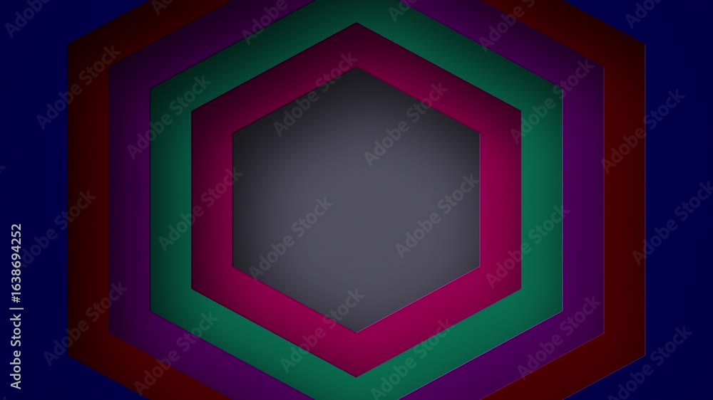 Poster multi-colored hexagon abstract background transition loop