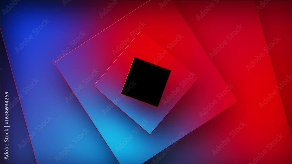 Poster cool tones abstract diamond tunnel background loop with blue and red. best for professional intros a