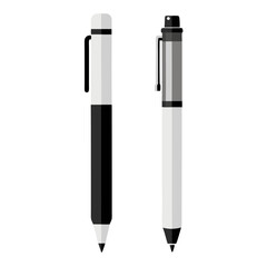 White and black pen vector icon on white background.