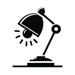 Minimal Red Table Lamp Vector Icon &ndash; Modern Home Lighting Design with Yellow Bulb on White Background for Interior Decoration and Furniture Illustration