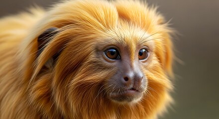 Obraz premium Close-up of a Tamarin Monkey Head with Golden Fur