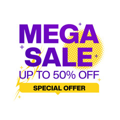 Mega sale banner design, special offer vector graphic with white background. vector eps 
