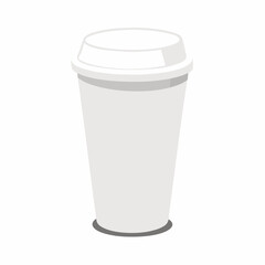 White disposable paper cup vector on white background.