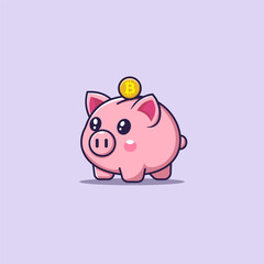 Bitcoin Coin Dropping into Piggy Bank – Flat Design Vector Illustration of Cryptocurrency Savings