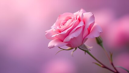 Delicate Pink Rose with Softly Unfurling Petals