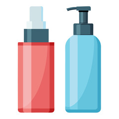 Cosmetic glass bottle can sprayer container vector icon on white background.