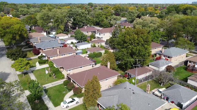 Morton Grove IL Chicago suburb fall drone flight suburban autumn aerial 