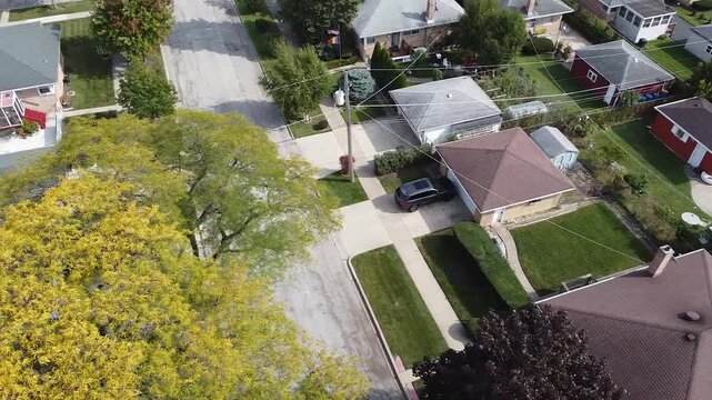 Morton Grove IL Chicago suburb fall drone flight suburban autumn aerial 