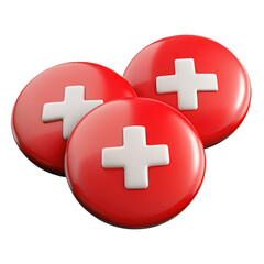 Obraz premium Swiss cross buttons isolated on transparent background