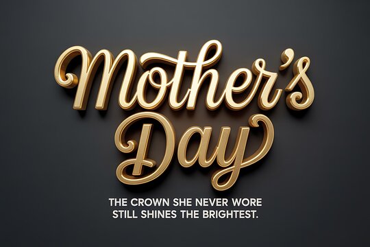 Celebrate Mom's enduring love with elegant golden Mother's Day lettering, a tribute to her radiant strength and warmth.