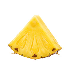 cut pineapple fruit piece isolated on white or transparent background. PNG