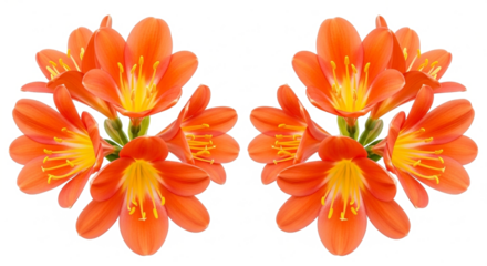 Vibrant Orange and Yellow Bell-Shaped Flowers Isolated on White Background