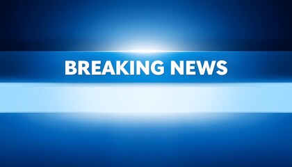 Dynamic Blue Background with Bold Breaking News Text for Media Announcements