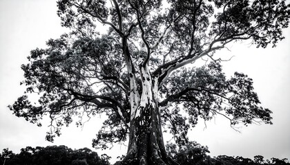 Fototapeta premium Majestic black and white tree reaching towards the sky.