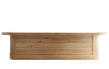 A store counter light brown wooden isolated on white background, png